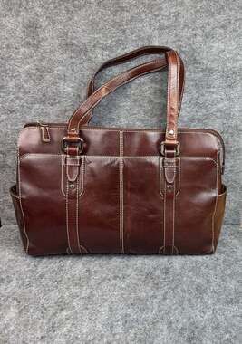 Vintage Fossil Executive Women's Brown Leather Tote Shoulder Bag